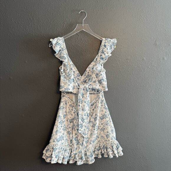 MINKPINK Sky Rose Dress Tie Back Mini Dress Size M - Picture 4 of 10